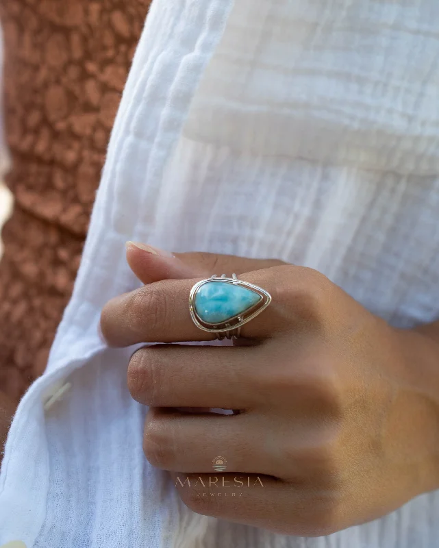 Blue Topaz Ring-Larimar Ring ~ Sterling Silver 925 ~ MR265