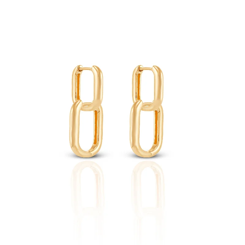 Unique Designer Earrings-Unique Designer Earrings-Nipura Gold Chained Dangling Hoops