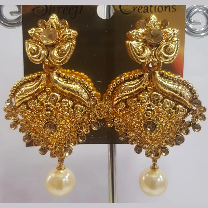 Casual Drop Earrings-Casual Drop Earrings-Shreeji Gold Plated Austrian Stone Dangler Earrings