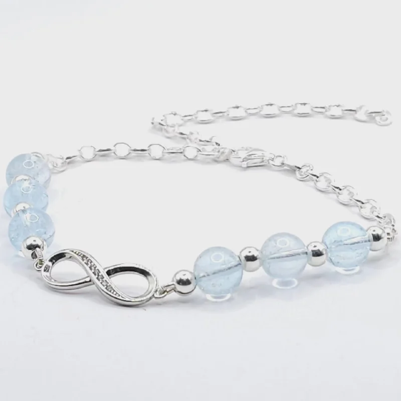 Adjustable Charm Bracelet-BLUE TOPAZ INFINITY MINIMALIST BRACELET