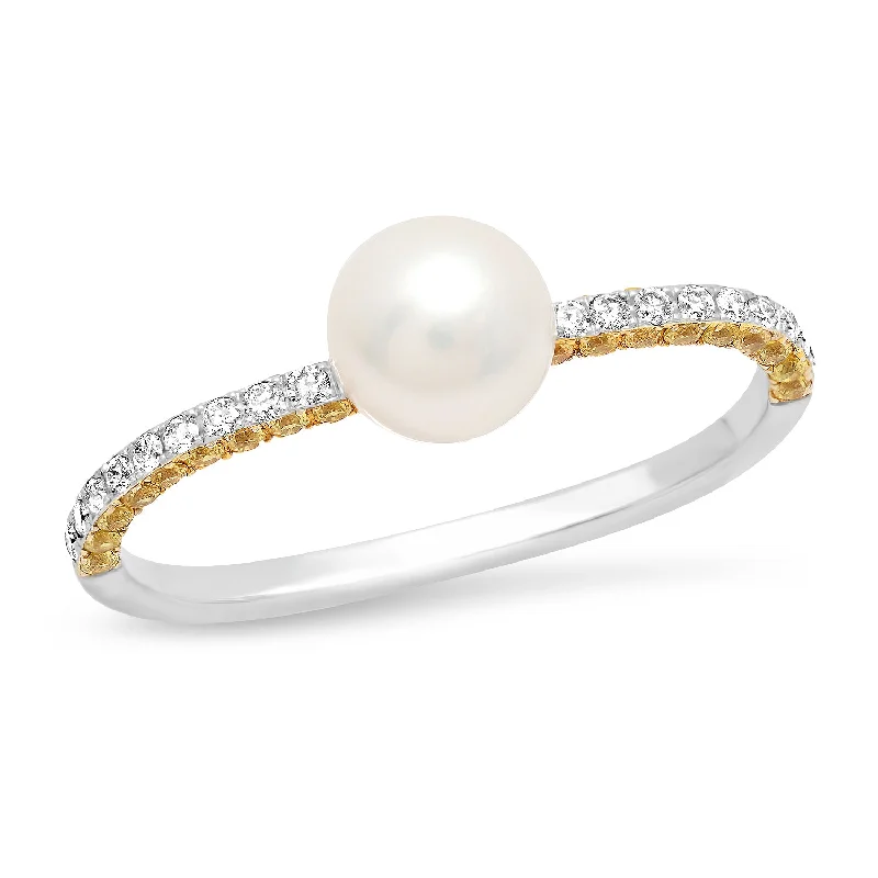 Chunky Gold Ring-Pearl Ring