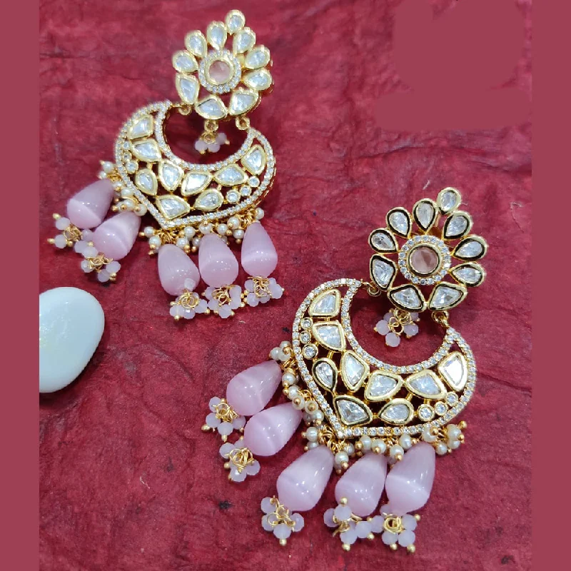 Thin Hoop Earrings-Thin Hoop Earrings-Jewel Addiction Gold Plated Kundan Dangler Earrings