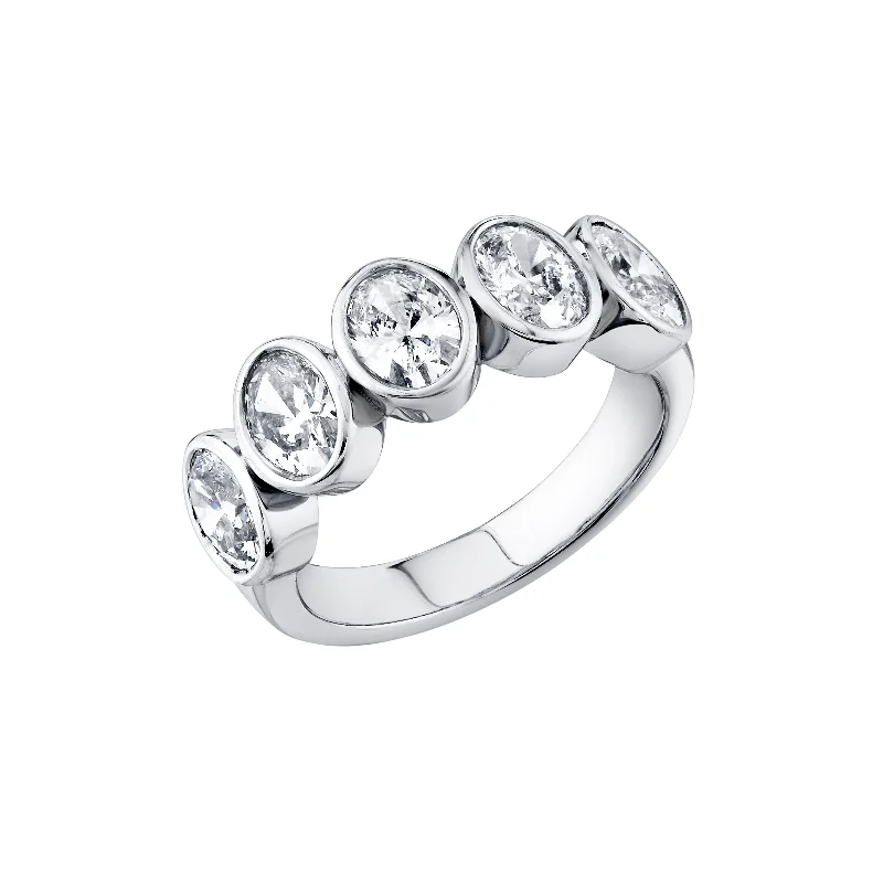 Oval Engagement Ring-Bezel Oval Diamond Band