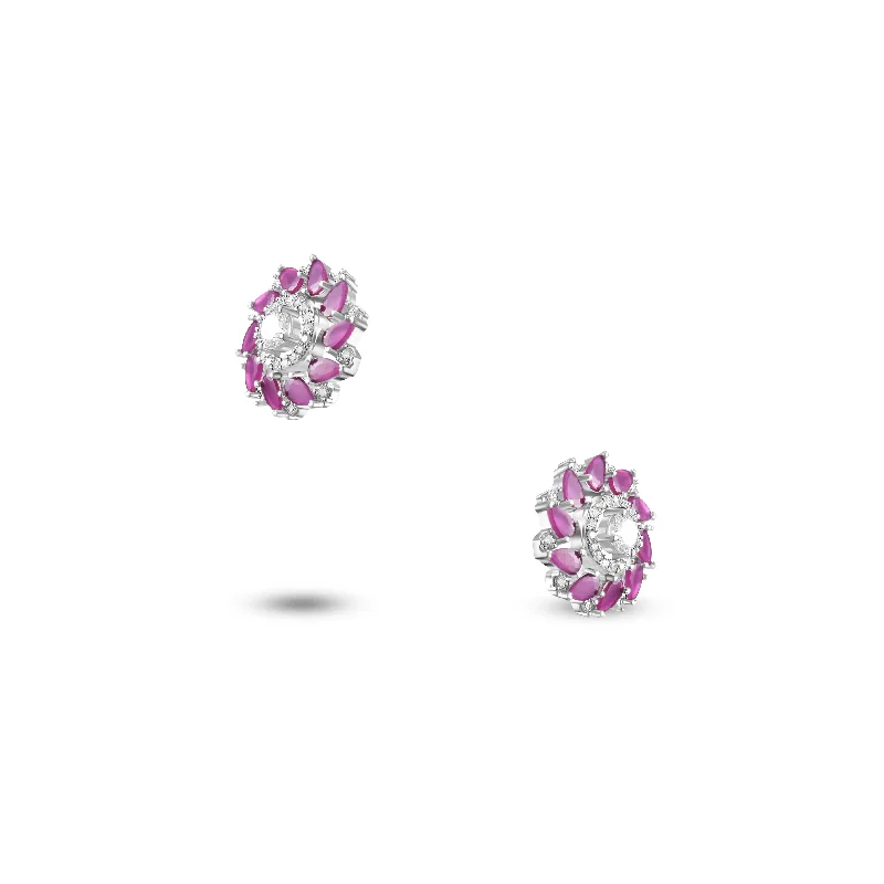 Bridal Earrings with Diamonds-Bridal Earrings with Diamonds-Nipura Swirling Aurora earrings