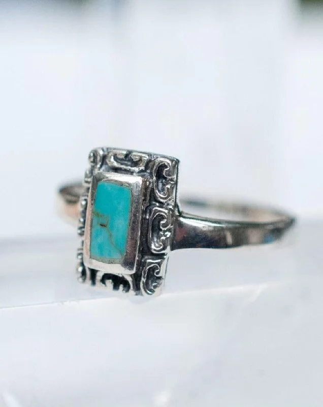 Elegant Wedding Ring Set-Leblon Turquoise Ring ~ Sterling Silver 925~SMR012