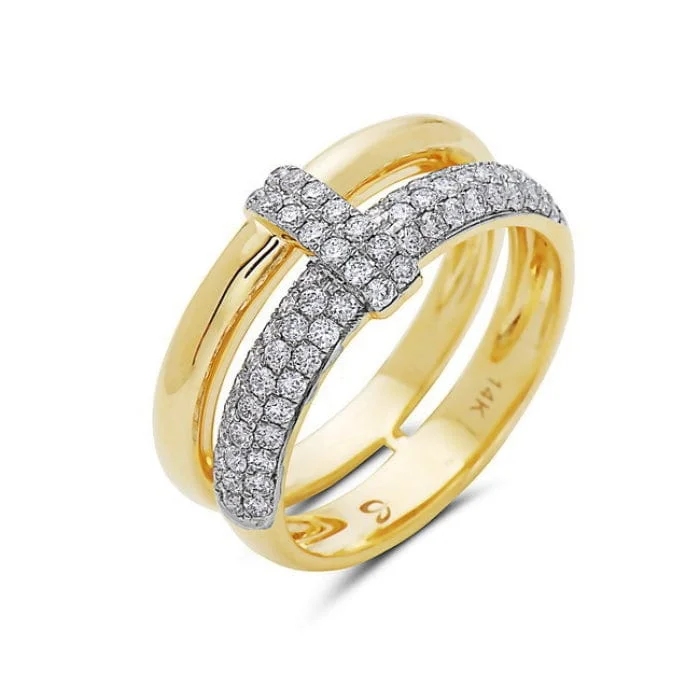 Promise Ring for Couple-14K Yellow Gold Diamond Fashion Ring