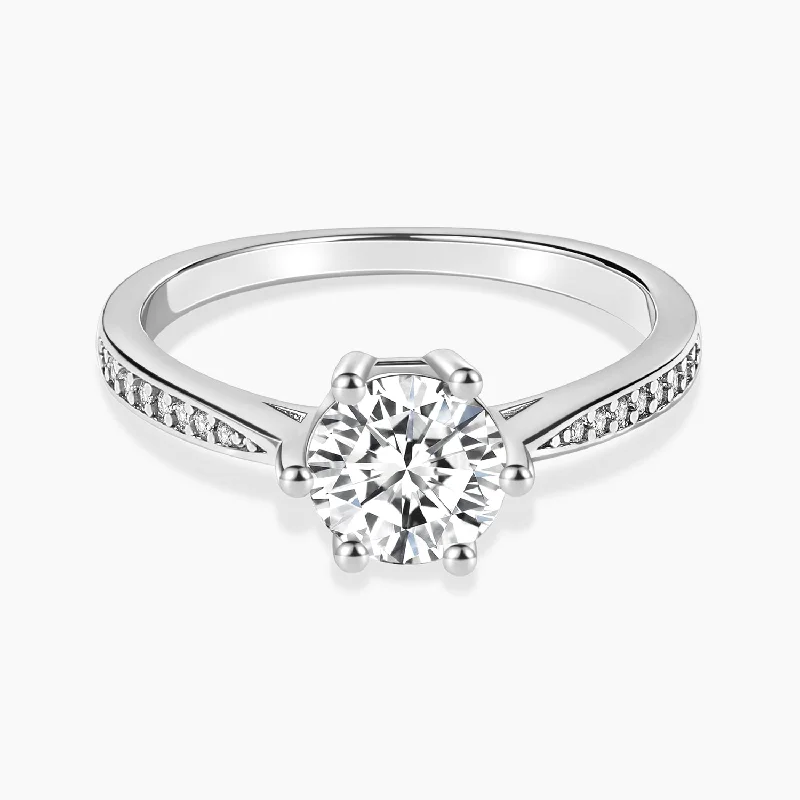 Antique Gold Ring-1CT Classic Round Cut Moissanite Ring for Women