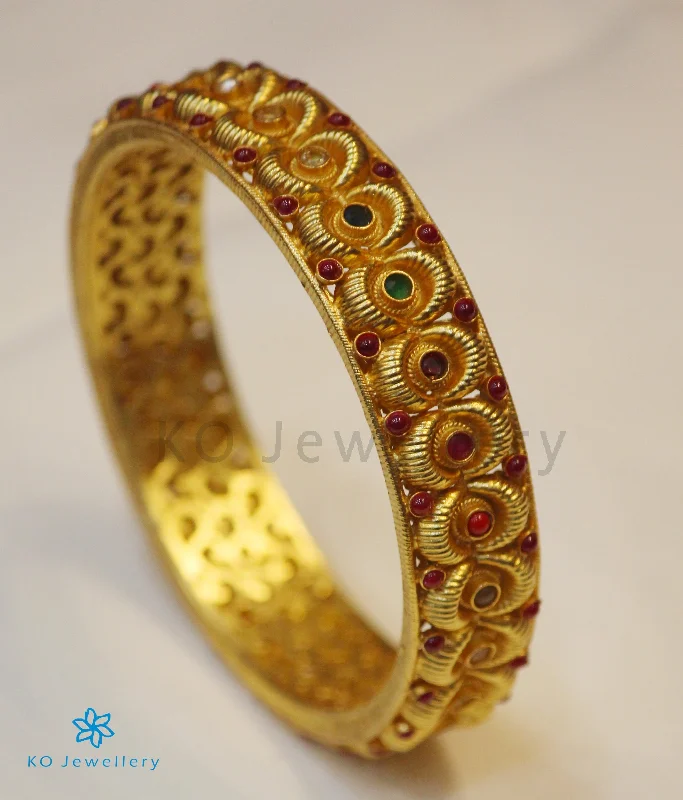 Gold Gemstone Bracelet-The Varadha Silver Navratna Bangle (Size 2.2/2.4/2.8)