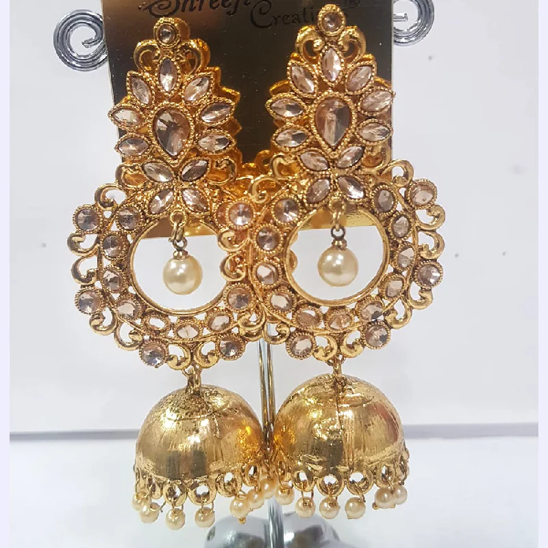 Crystal Hoops Earrings-Crystal Hoops Earrings-Shreeji Gold Plated Jhumki Earrings