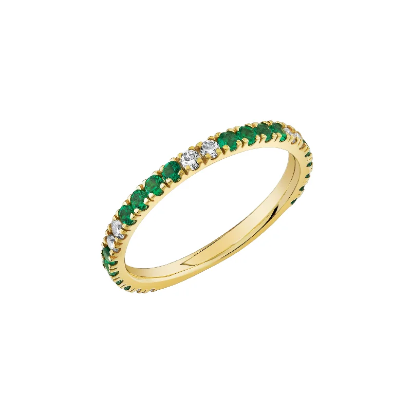 Round Cut Diamond Ring-Gemstone and Diamond Stacker Band