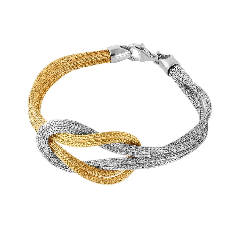 Custom Heart Bracelet-Clearance-Silver 925 Gold Plated Mesh Infinity Knot Italian Bracelet - JPB00023GP