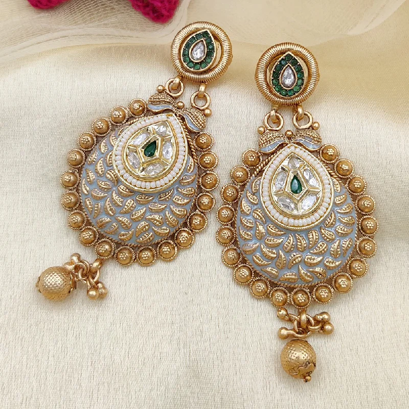 Trendy Drop Earrings-Trendy Drop Earrings-Jewel Addiction Copper Rajwadi Finish Pota Stone Dangler Earrings