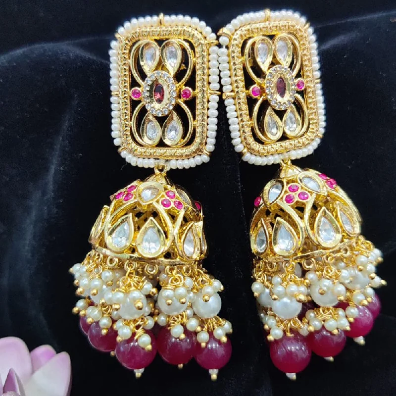 Sterling Silver Drop Earrings-Sterling Silver Drop Earrings-Jewel Addiction Gold Plated Kundan Jhumki Earrings