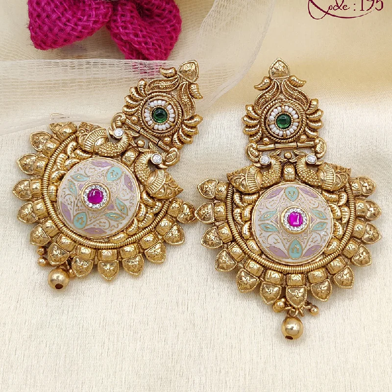 Colorful Dangle Earrings-Colorful Dangle Earrings-Jewel Addiction Copper Rajwadi Finish Pota Stone Dangler Earrings