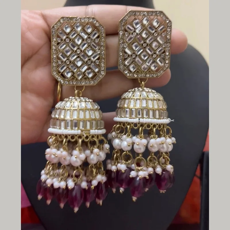 Fashionable Drop Earrings-Fashionable Drop Earrings-ShringarStreet Gold Plated Crystal Stone And Beads Jhumki Earrings