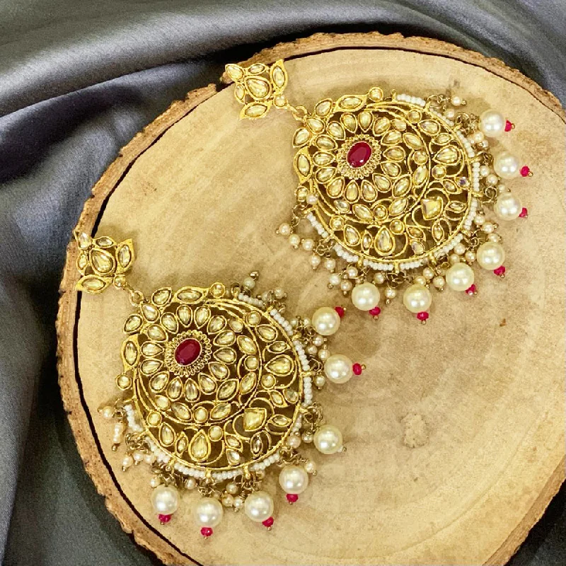 Colored Gemstone Earrings-Colored Gemstone Earrings-Deep Enterprises Gold Plated Kundan Dangler Earrings (Assorted Colors)