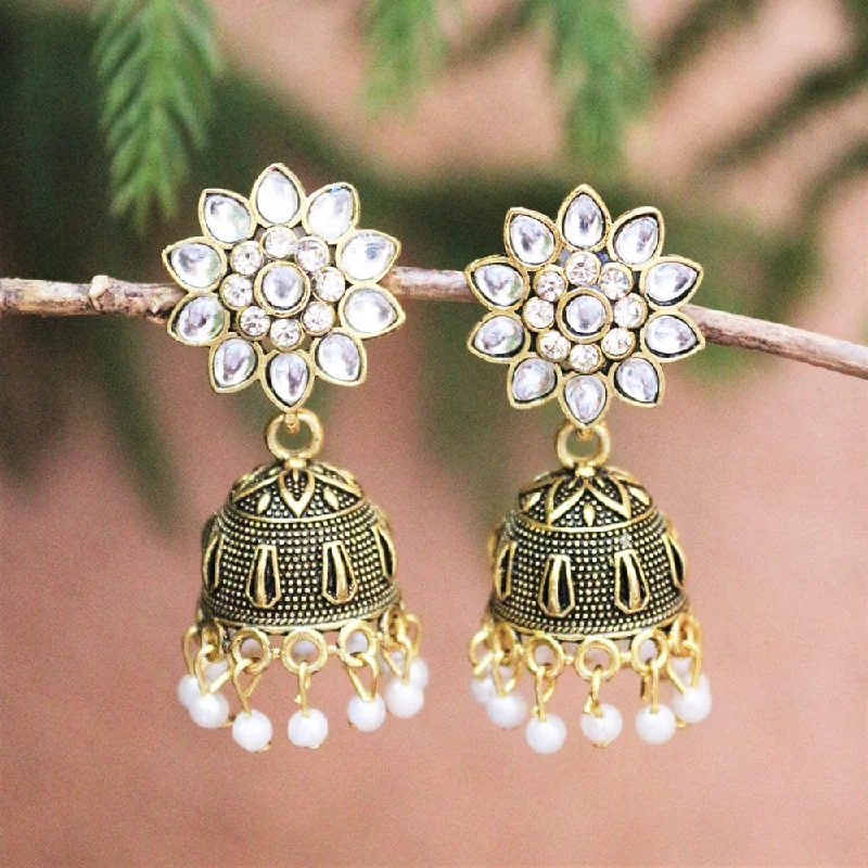 Sweetheart Earrings-Sweetheart Earrings-H K Fashion Gold Plated  Crystal Stone Jhumki Earrings