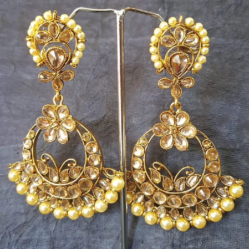 Handmade Hoop Earrings-Handmade Hoop Earrings-Shreeji Gold Plated Crystal  Stone Dangler Earrings