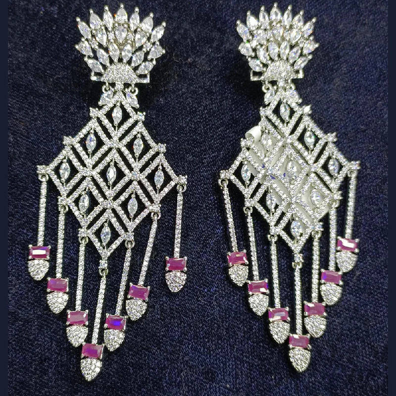 Bohemian Earrings-Bohemian Earrings-Jain Jewellers Silver Plated AD Dangler Earrings