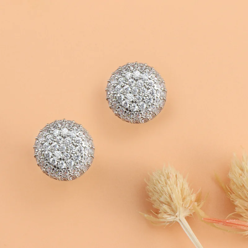 Round Shape Earrings-Round Shape Earrings-Nipura Zircon Disco Stud Earrings