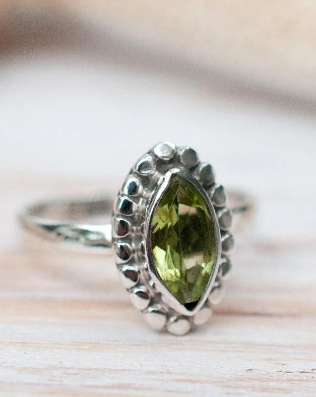 Luxury Diamond Engagement Ring-Maui Ring ~ Peridot ~ Sterling Silver 925 ~MR013