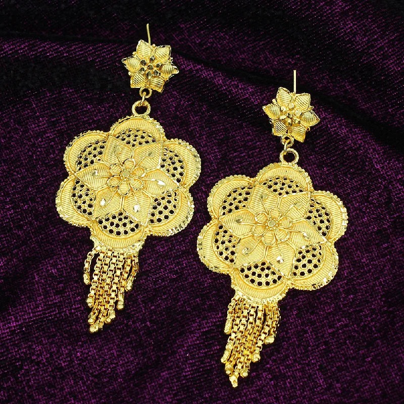 Crystal Dangle Earrings-Crystal Dangle Earrings-Mahavir Dye Forming Gold Dangler Earrings