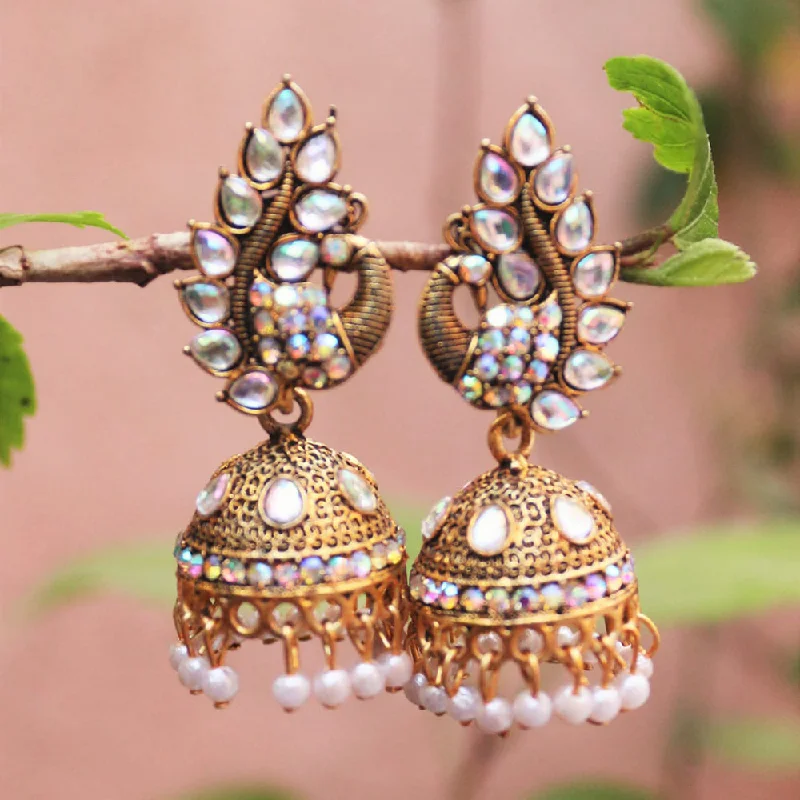 Elegant Crystal Earrings-Elegant Crystal Earrings-H K Fashion Gold  Plated Austrian Stone Jhumki Earrings