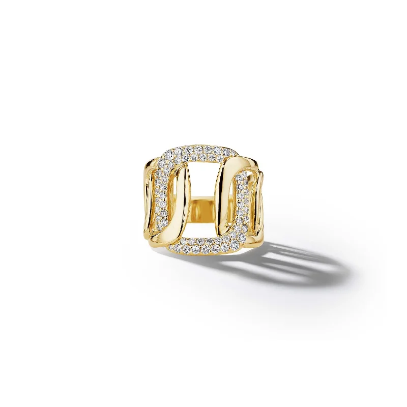 Men’s Gold Wedding Band-Piece Link Diamond Ring