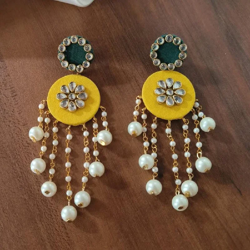 Luxury Crystal Earrings-Luxury Crystal Earrings-Shrijicreation Gold Plated Handmade Kundan Stone And Pearls Dangler Earrings