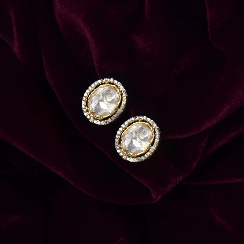 Classic Pearl Earrings-Classic Pearl Earrings-Nipura Kundan 925 Silver Glory Moissanite Earrings