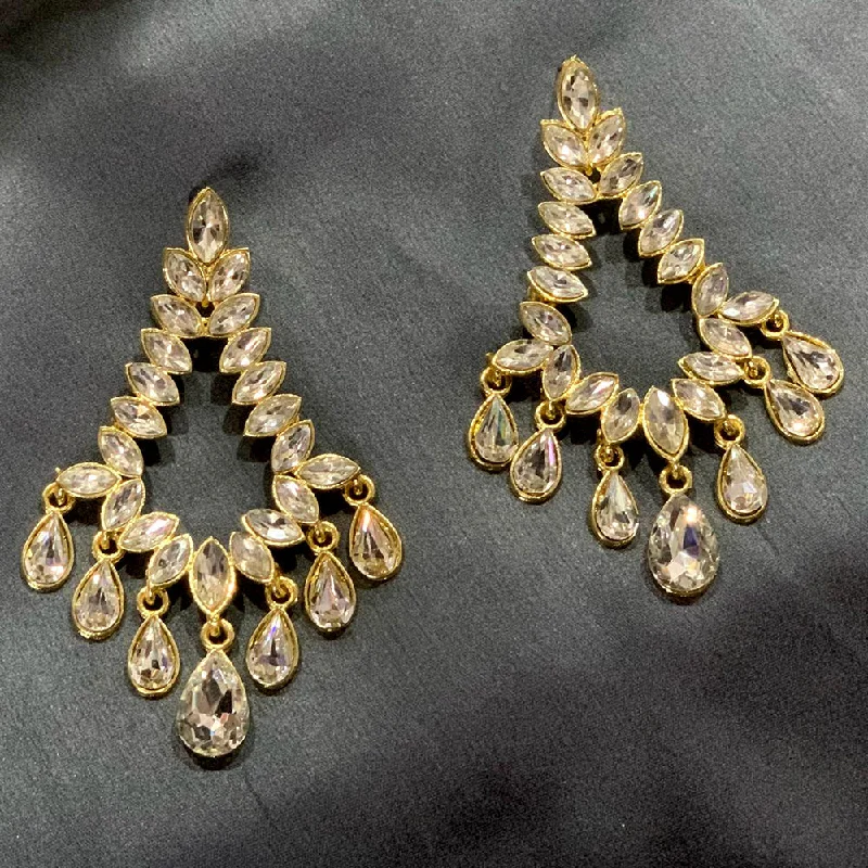 Glitter Earrings-Glitter Earrings-Deep Enterprises Gold Plated Crystal Dangler Earrings (Assorted Colors)