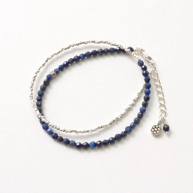 Trendy Charm Bracelet-PHADUA / Lapis Lazuli W-Wrap Bracelet