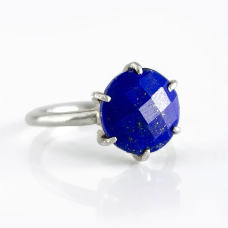 Customizable Gold Ring-Lapis Lazuli Round Prong Set Ring : September Birthstone