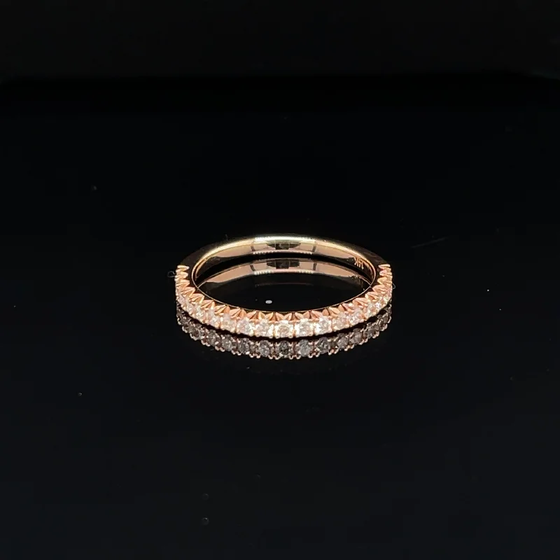 Custom Diamond Ring-Diamond Half Eternity Stacking Band in 14k Rose Gold - #163 YKR00468-RG