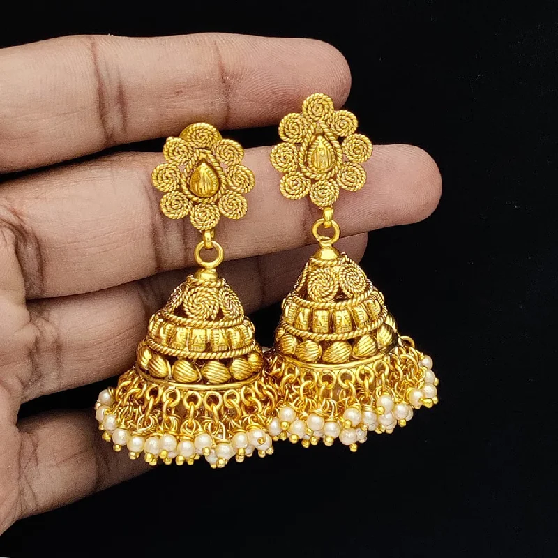 Thin Hoop Earrings-Thin Hoop Earrings-Jewel Addiction Gold Plated Jhumki Earrings