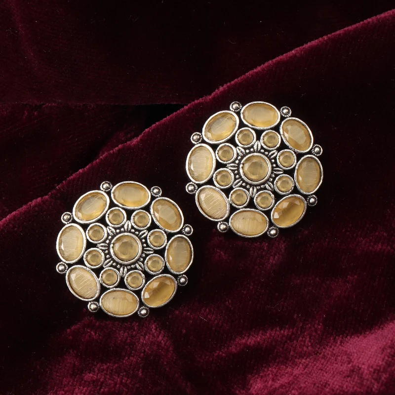 Unique Metal Earrings-Unique Metal Earrings-Nipura Royal Antique Flower Earrings