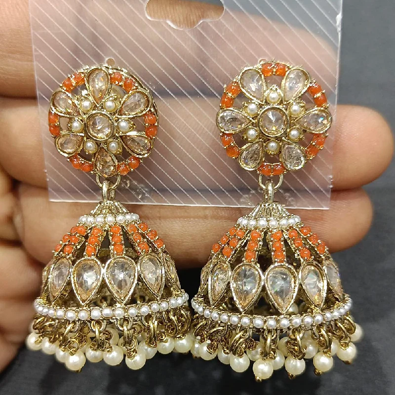 Hoop Earrings with Charms-Hoop Earrings with Charms-Rani Sati Jewels Gold Plated Crystal Stone Jhumki Earrings