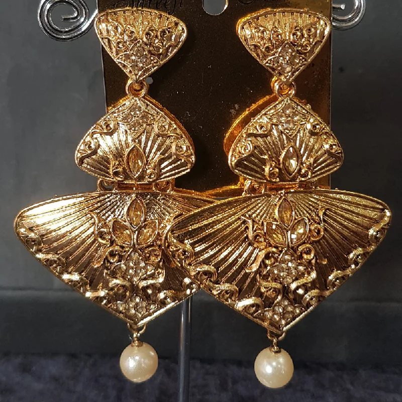 Women’s Crystal Earrings-Women’s Crystal Earrings-Shreeji Gold Plated Crystal Stone Dangler Earrings