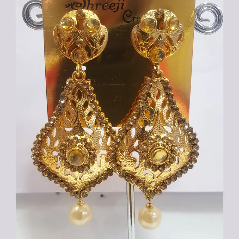 Crystal Hoops Earrings-Crystal Hoops Earrings-Shreeji Gold Plated Austrian Stone Dangler Earrings