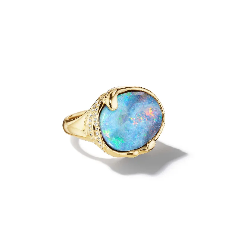 Simple Diamond Band-ZoZo Boulder Opal & Diamond Pavé Ring