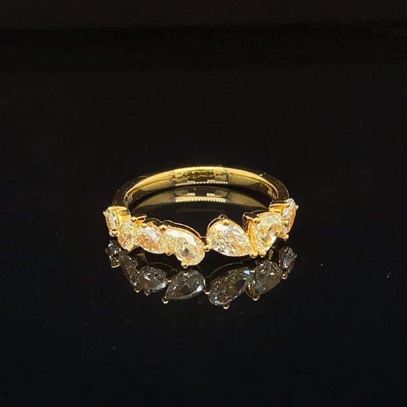 Vintage Wedding Band for Women-Yellow Diamond Cascade Anniversary Wedding Ring in 18k Yellow Gold - #611 - RGDIA670982