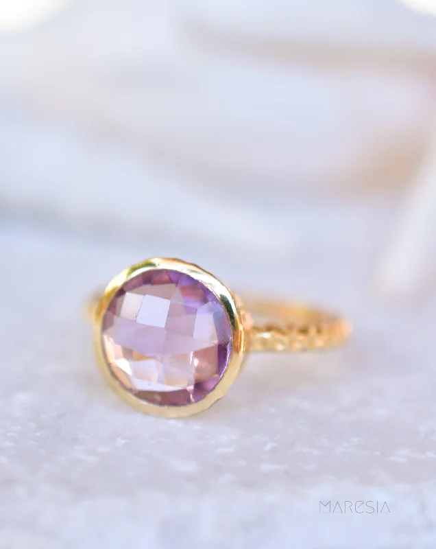 Two-Tone Engagement Ring-Gabi Amethyst Gold Ring ~ 18k Gold Plated ~ SMR111