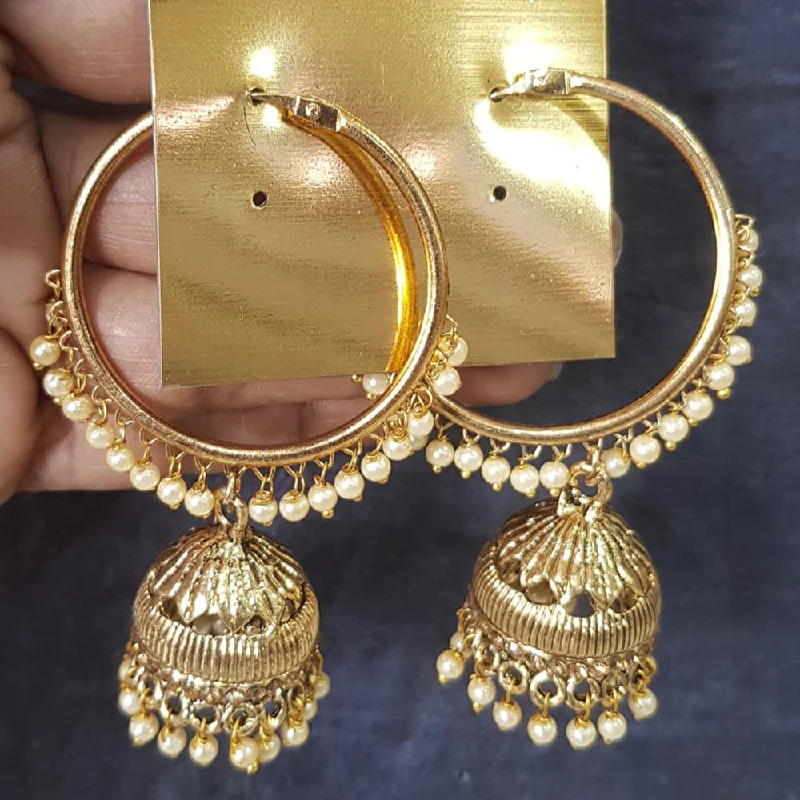 Floral Earrings-Floral Earrings-Shreeji Gold Plated Crystal Stone Jhumki Earrings