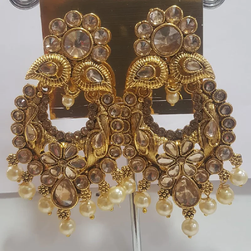 Oval Shape Earrings-Oval Shape Earrings-Shreeji Gold Plated Crystal  Stone Dangler Earrings