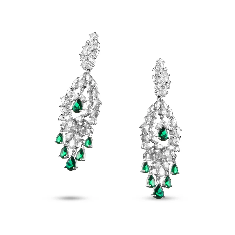 Abstract Drop Earrings-Abstract Drop Earrings-Nipura Emerald Marquess Danglers