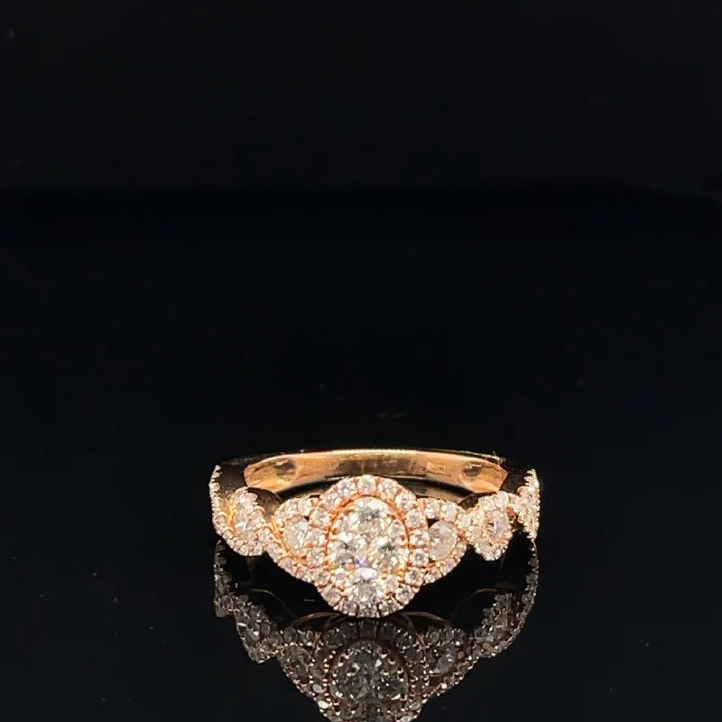 Custom Ring for Anniversary-Diamond Triple Halo Cluster Promise Ring in 18k Rose Gold - (#26-HRDIA002730)