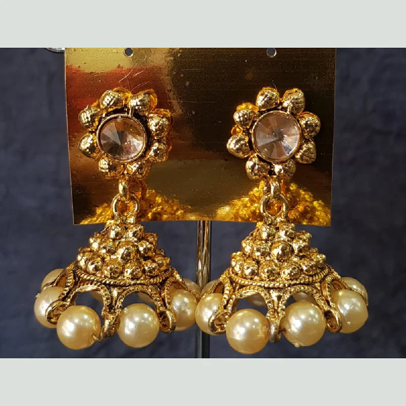 Small Dangle Earrings-Small Dangle Earrings-Shreeji Gold Plated Crystal Stone Jhumki Earrings