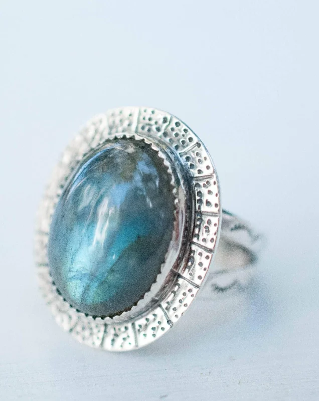 Custom Ring for Anniversary-Rainbow Labradorite Ring  ~ Sterling Silver 925 ~MR059