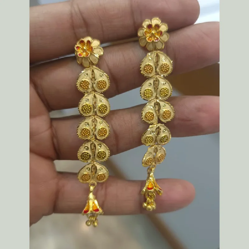 Fashionable Drop Earrings-Fashionable Drop Earrings-Pari Art Jewellery Forming Gold Dangler Earrings