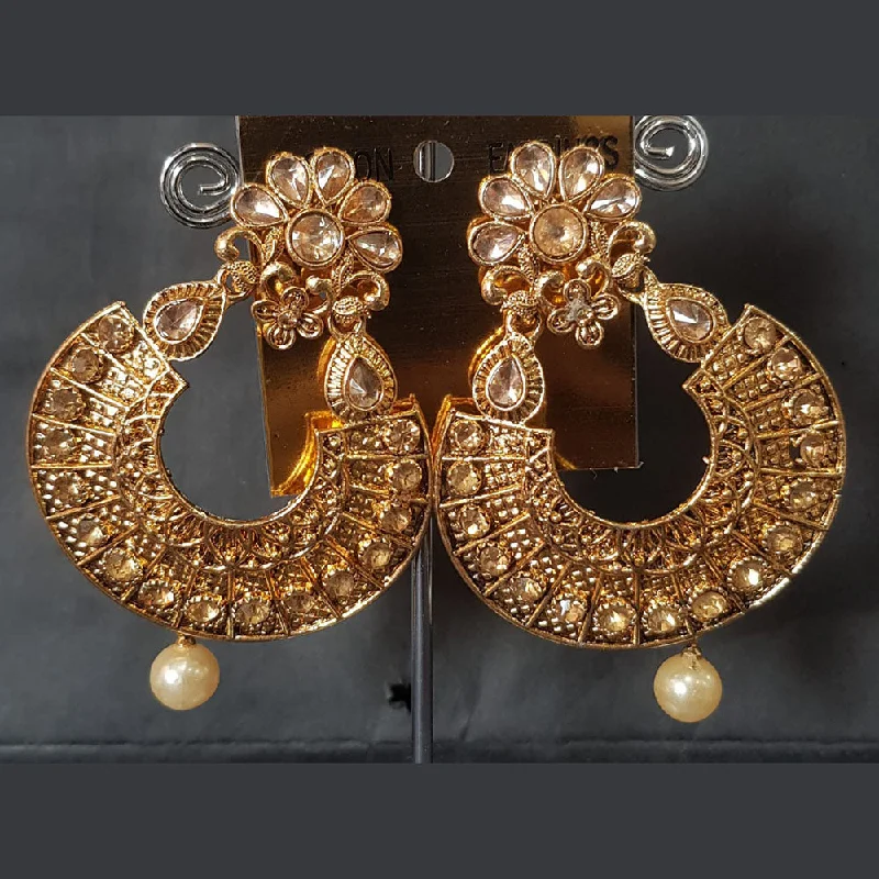 Chic Ear Cuffs Earrings-Chic Ear Cuffs Earrings-Shreeji Gold Plated Crystal Stone Dangler Earrings